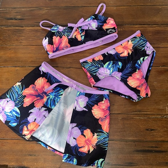 Justice 3 piece swimsuit XS 5/6 - Picture 1 of 5